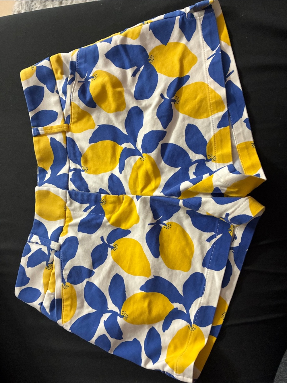 Women’s Yellow & Blue Printed Lemon-Pattern Shorts by Ann Taylor LOFT